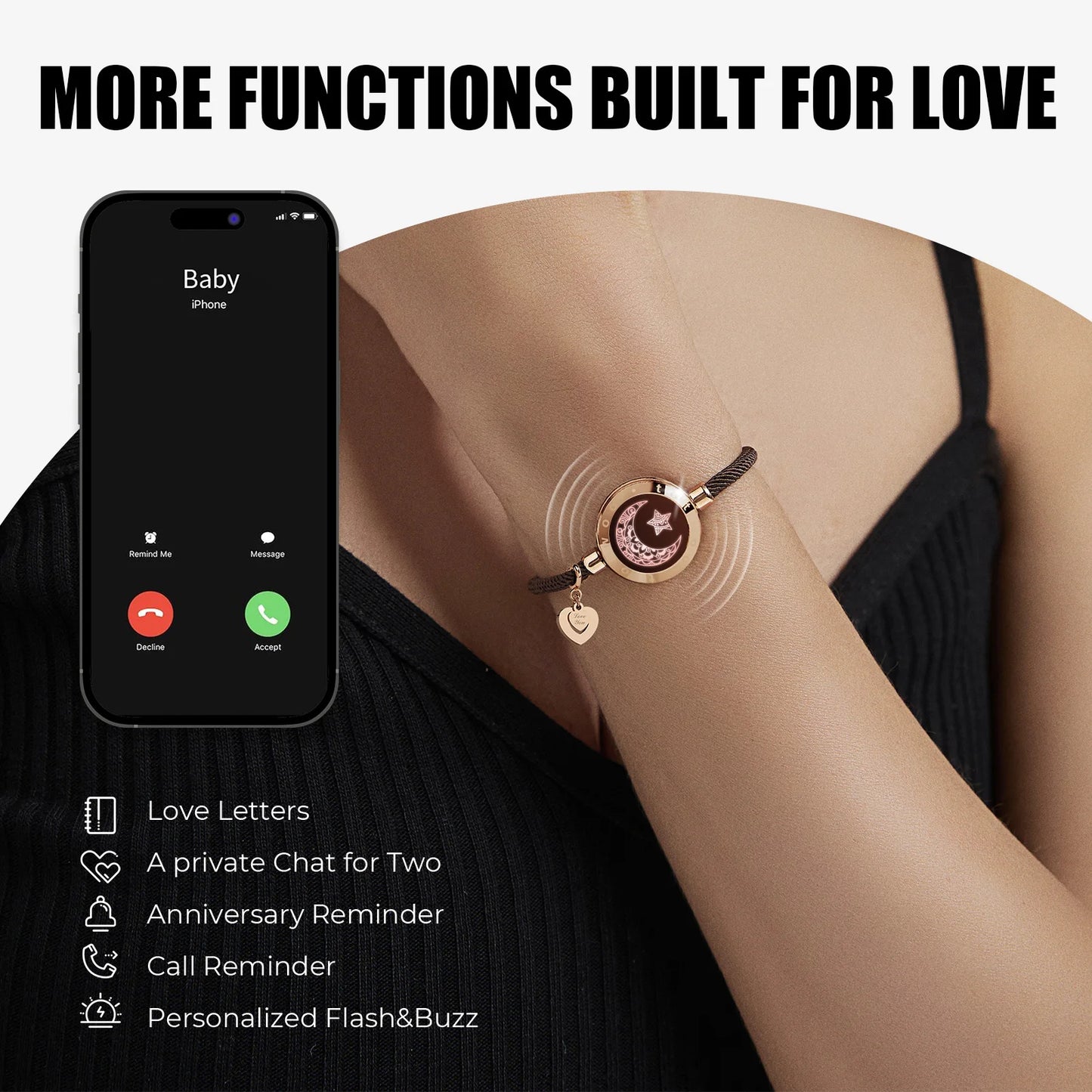 Couples Long Distance Touch Light Up & Vibrates Smart Bracelet